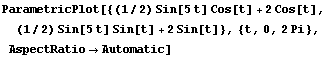 ParametricPlot[{(1/2) Sin[5t] Cos[t] + 2Cos[t], (1/2) Sin[5t] Sin[t] + 2Sin[t]}, {t, 0, 2Pi}, AspectRatio→Automatic]