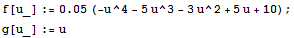 f[u_] := 0.05 (-u^4 - 5u^3 - 3u^2 + 5u + 10) ; g[u_] := u