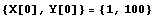 {X[0], Y[0]} = {1, 100}