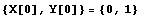 {X[0], Y[0]} = {0, 1}