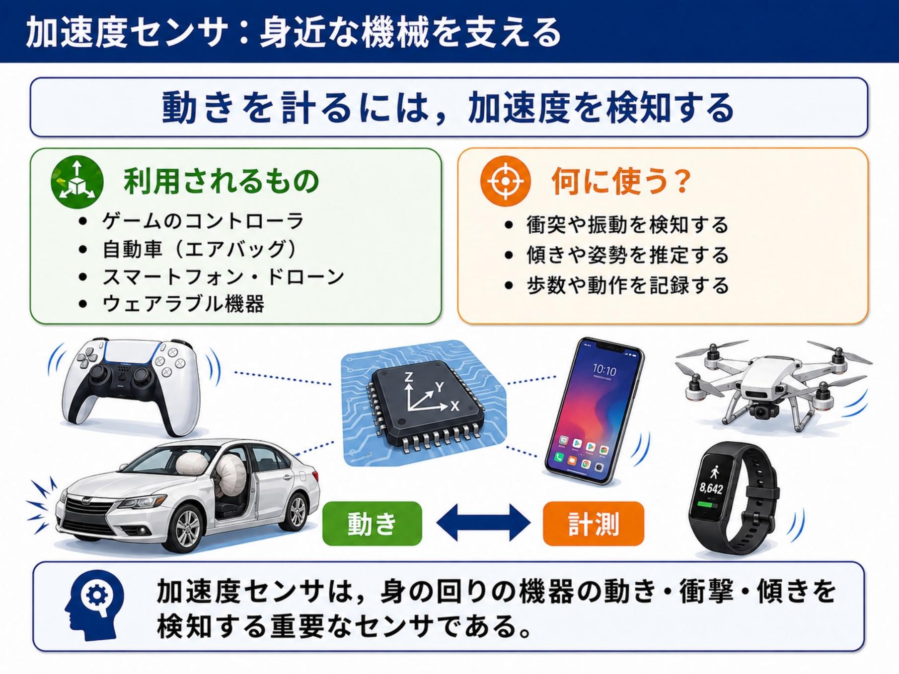 加速度センサのレポート試験イメージ